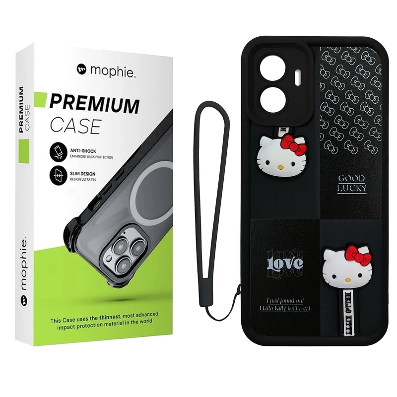 کاور موفی مدل Silicone Puffer Hello Kitty Strap مناسب برای گوشی موبایل شیائومی Redmi 13C / Poco C65 به همراه بند