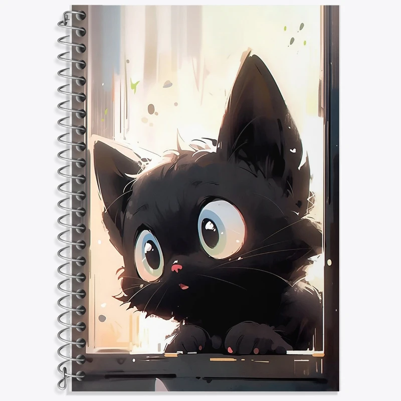 دفتر زبان 50 برگ خندالو مدل دو خط طرح گربه (Cat) کد F924