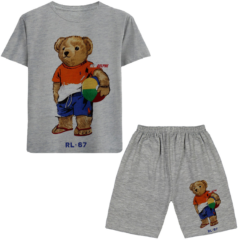 ست تی شرت و شلوارک پسرانه مدل خرس و توپ N191