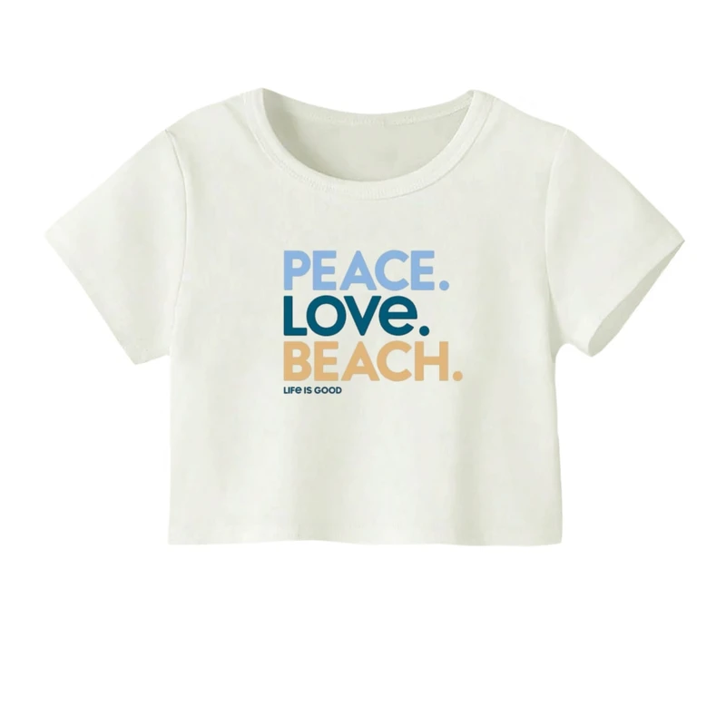 کراپ‌ تی‌شرت آستین کوتاه زنانه مدل نوشته کد 05