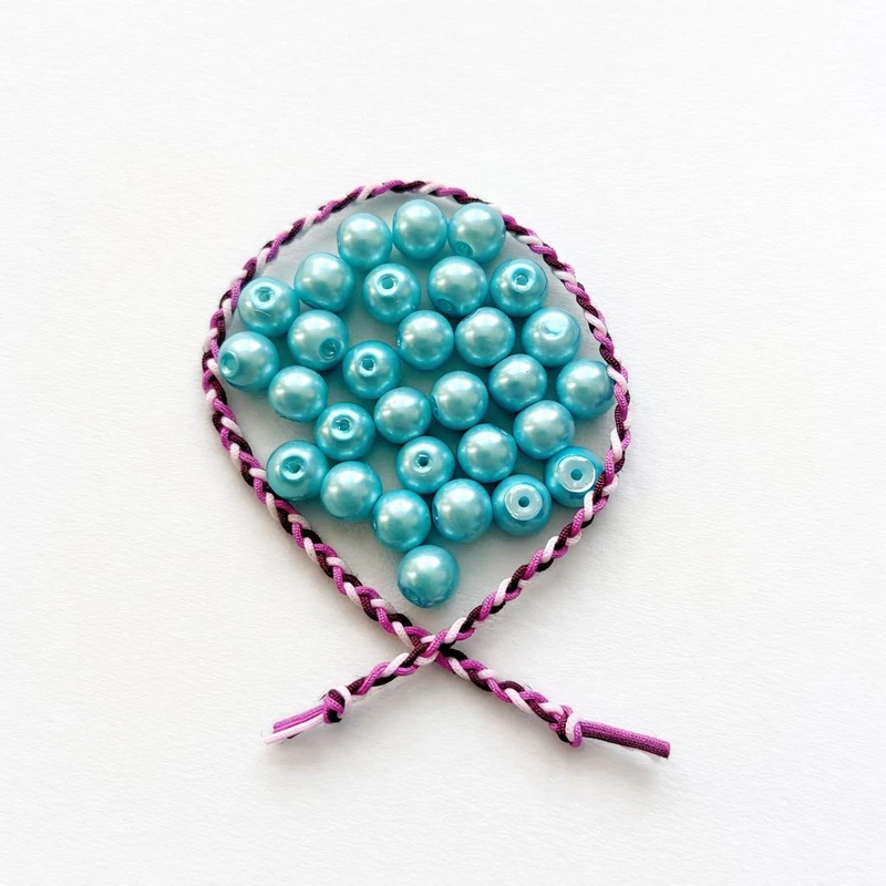 مهره دستبند مدل مروارید سنگی کد MOSAFI30 به همراه نخ دستبند بسته 31 عددی