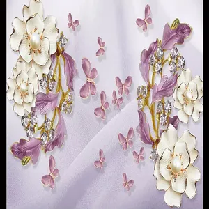پوستر دیواری سه بعدی مدل گل چینی برجسته مرواریدی DRVF1388