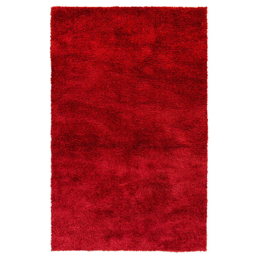 فرش ماشینی مدل شگی فلوکاتی زمینه قرمز