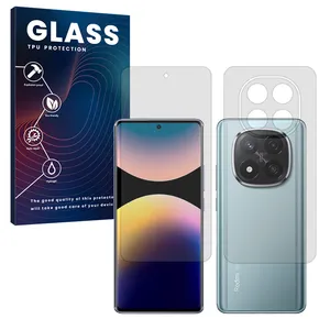 Glass Transparent model Resistant screen protector suitable for Xiaomi Redmi Note 14 Pro Plus 5G mobile phone along with the back of the phone