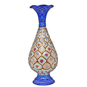 گلدان مسی مینا کاری شده گالری مند کد MN38