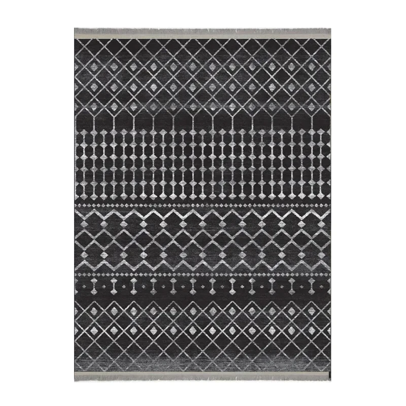 فرش ماشینی 1000 شانه زمینه خاکستری حاشیه طوسی هانوکس مدل مراکشی کد MHX.009.4