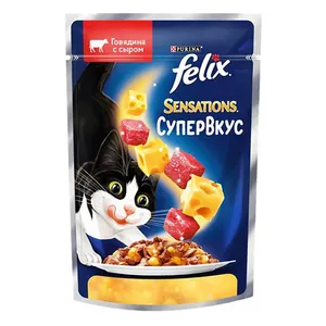 غذای پوچ گربه فلیکس مدل Beef and Cheese Super Flavored Jelly وزن 100 گرم