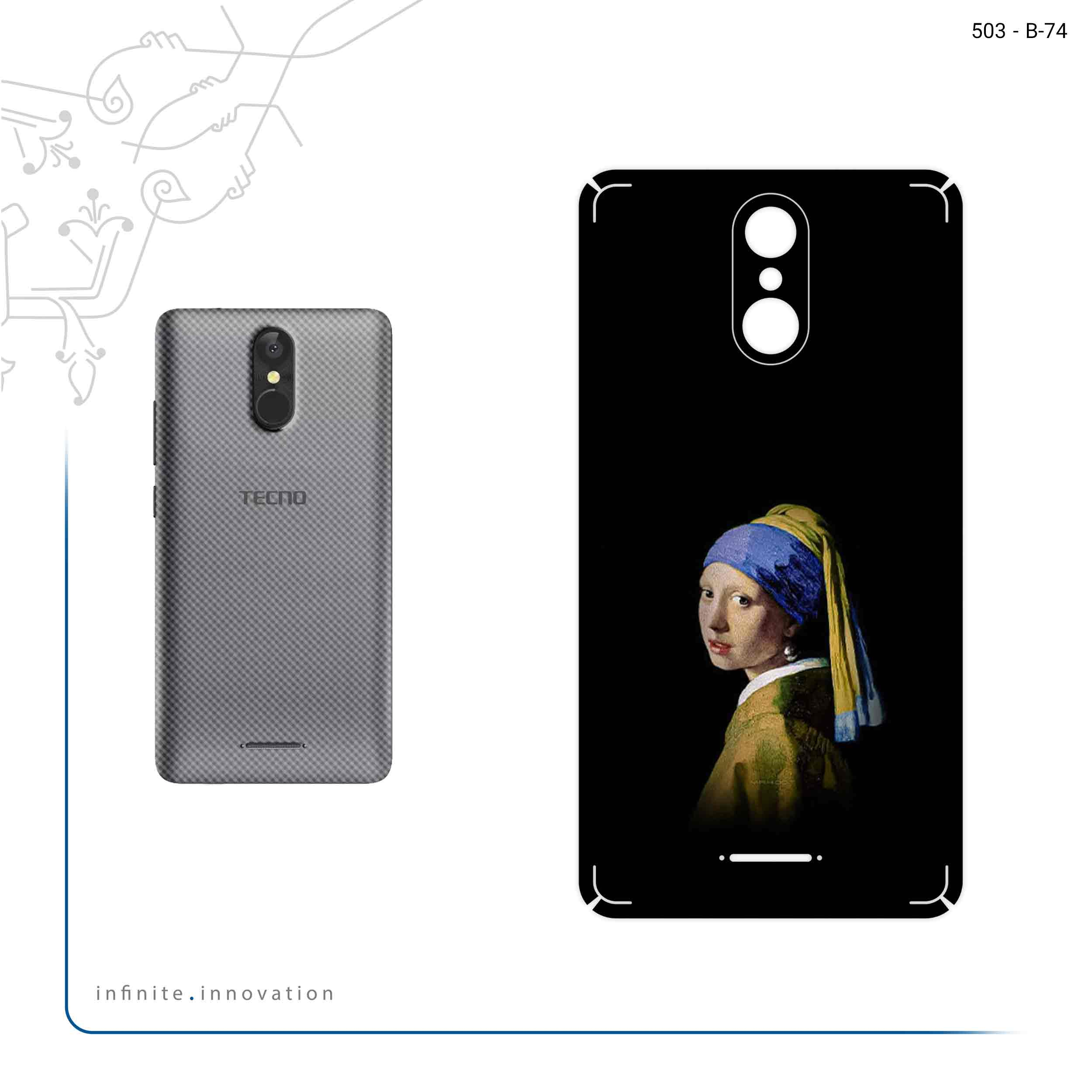 برچسب پوششی ماهوت مدل Girl with a Pearl Earring of Vermeer مناسب برای گوشی موبایل تکنو WX3F LTE