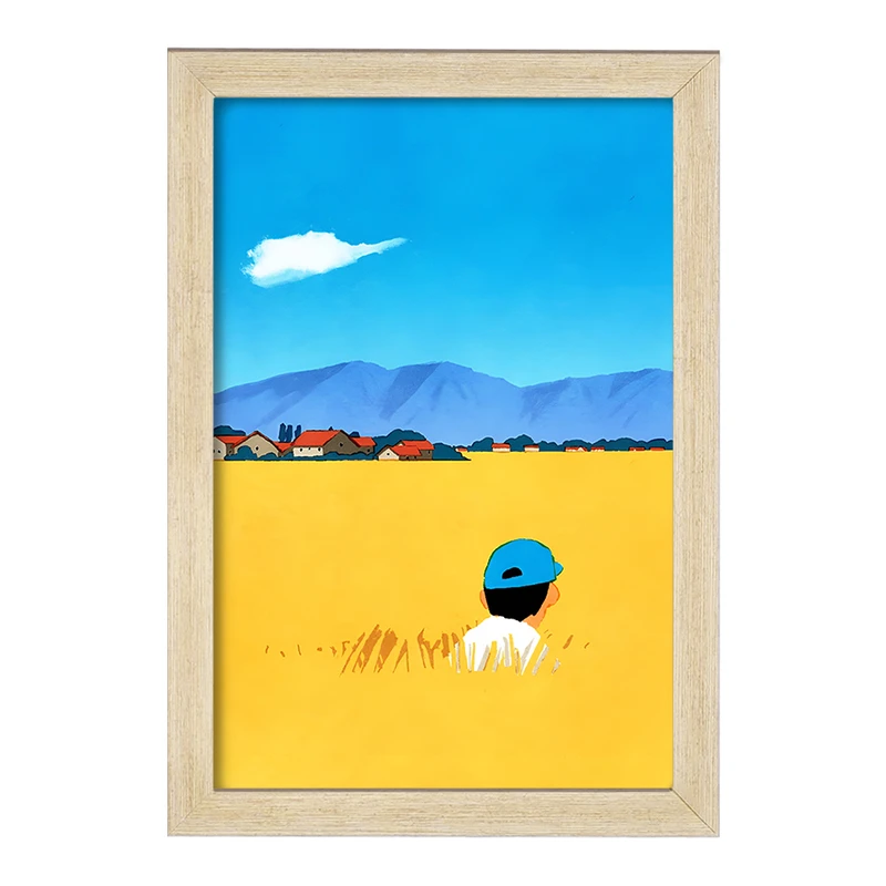 تابلو خندالو مدل پسر و گندم زار کد F8814