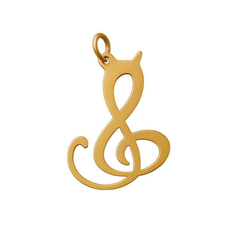 آویز گردنبند طلا 18 عیار زنانه گالری قو طلایی طرح گربه و نت