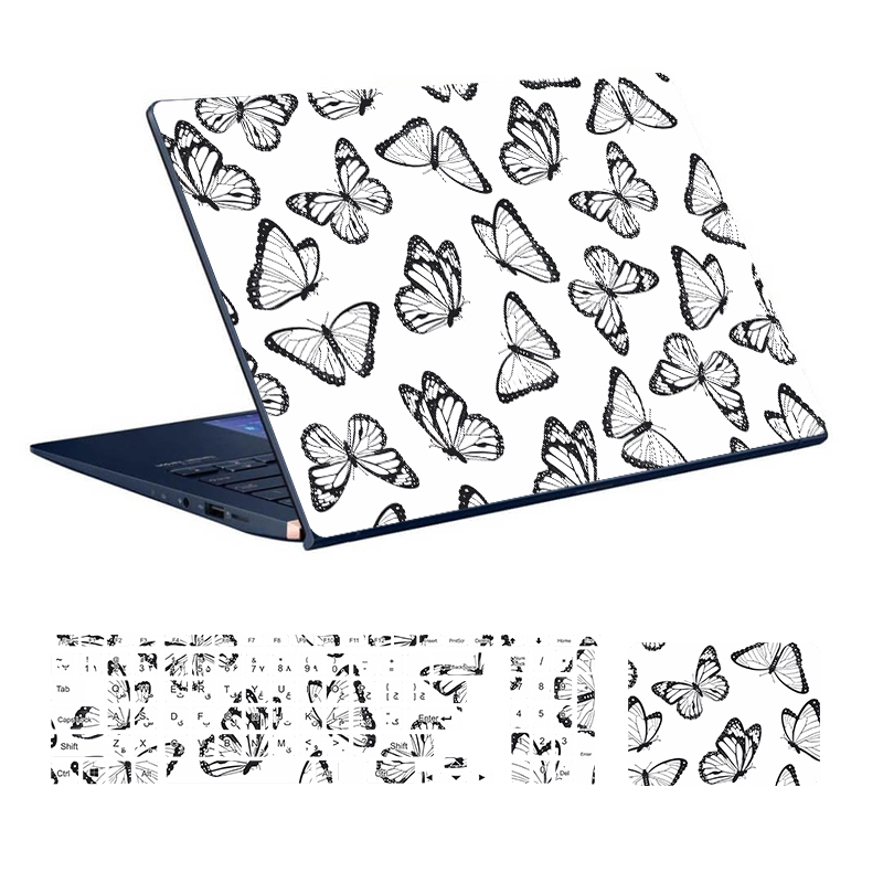 استیکر لپ تاپ توییجین و موییجین طرح حیوانات کد 14 مناسب برای لپ تاپ 15.6 اینچ به همراه برچسب حروف فارسی کیبورد