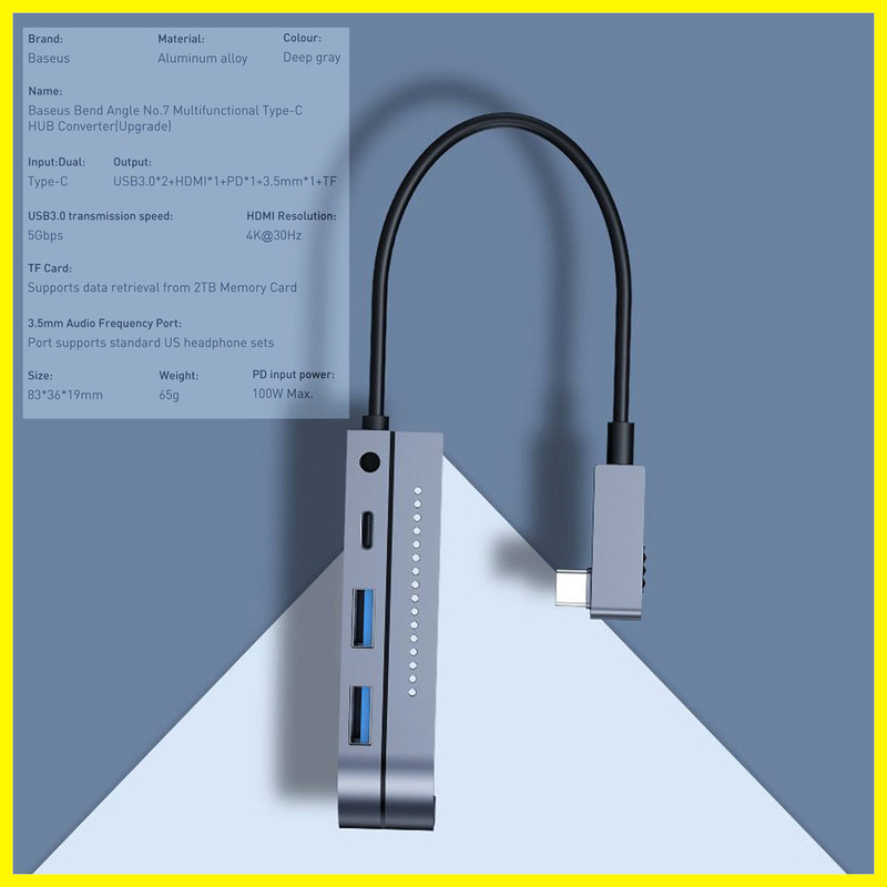 هاب 6 پورت USB-C باسئوس مدل CAHUB-CWJ0G 2