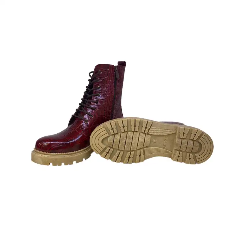 نیم بوت زنانه مدل چرم طبیعی ماری کد 0531 رنگ قرمز