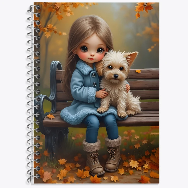 دفتر زبان 50 برگ خندالو مدل سه خط طرح دخترانه کیوت کد F5544