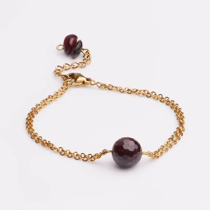 دستبند زنانه مدل سنگ گارنت کد 076