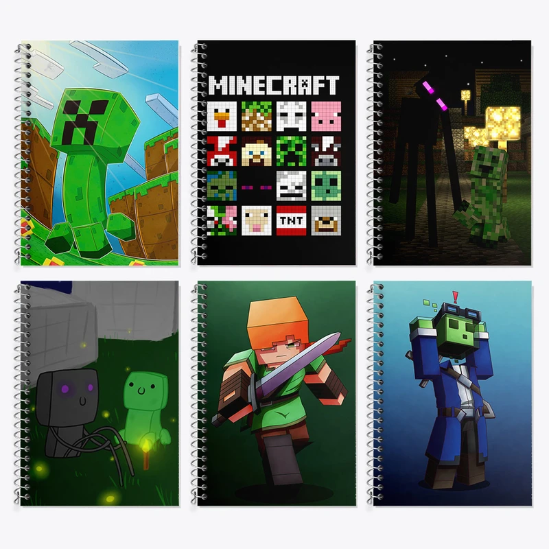 دفتر زبان 50 برگ خندالو مدل دو خط طرح ماینکرفت (Minecraft) کد 543 مجموعه 6 عددی