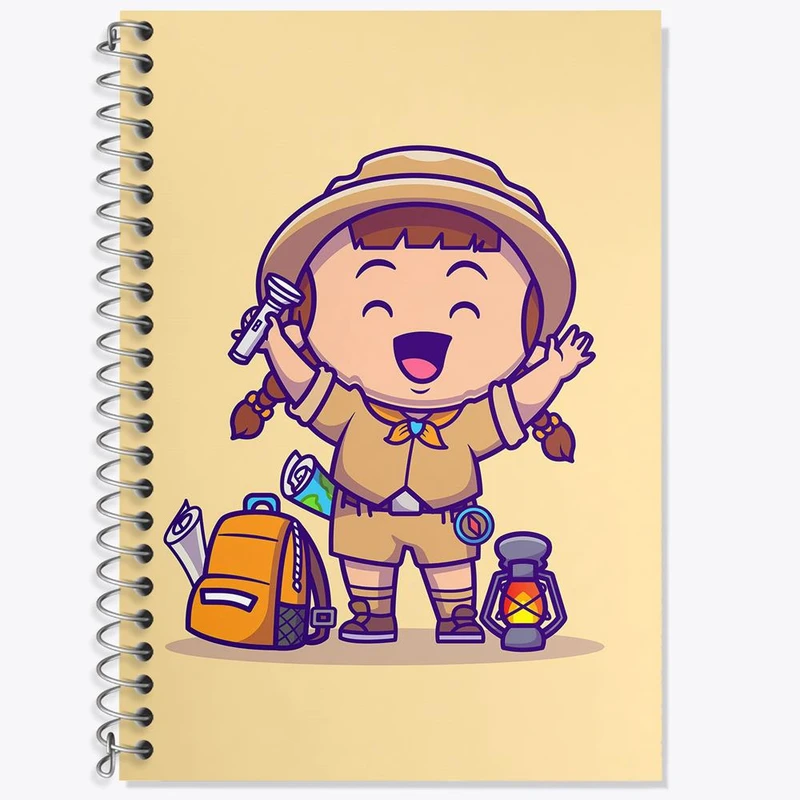 دفتر زبان 50 برگ خندالو مدل دو خط طرح جهانگرد کد 29376