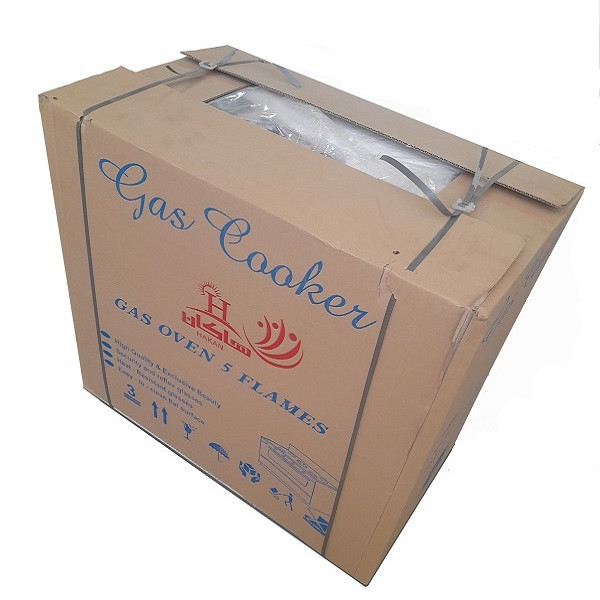 اجاق گاز 5 شعله هاکان مدل رو شیشه  فندک دار دو درب جا قاشقی //CHM _ M5//