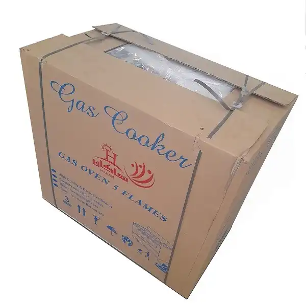 اجاق گاز 5 شعله هاکان مدل رو شیشه فندک دار دو درب جا قاشقی //CHM _ M5//