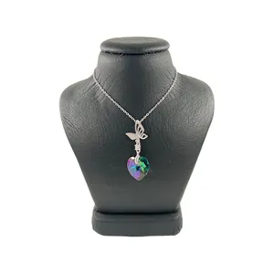 گردنبند نقره زنانه سواروسکی مدل قلب و پروانه کد 300056
