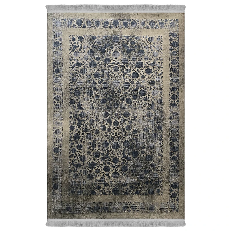 فرش ماشینی سیزان طرح وینتیج کد 70021 زمینه طوسی