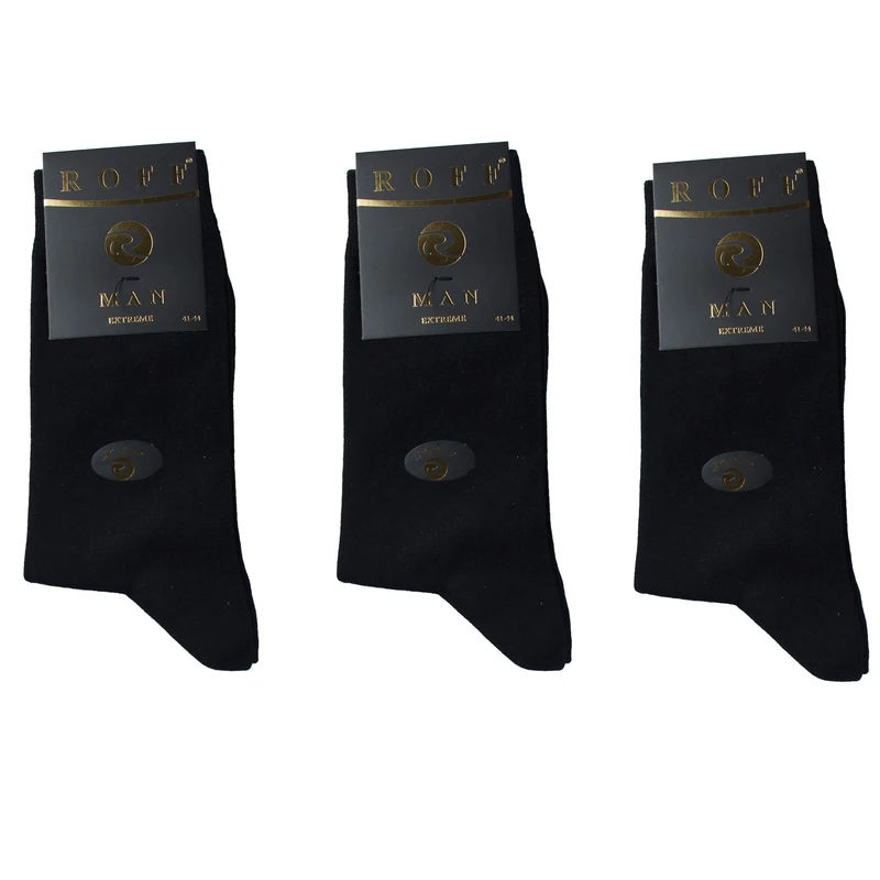 جوراب ساق بلند مردانه رووف مدل پنبه اعلا بسته ۳ عددی