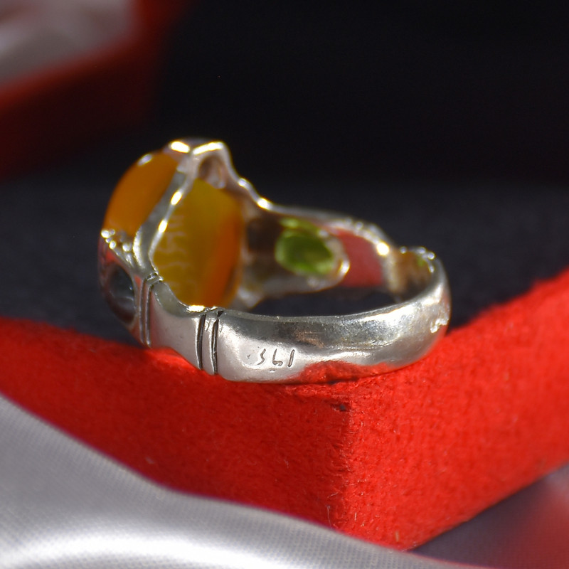 انگشتر نقره مردانه نقره جات لطفی مدل عقیق کد ANMS027E02