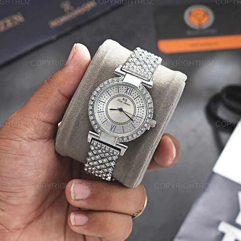 ساعت مچی عقربه ای زنانه مدل فول نگین ساعت مچی عقربه ای زنانه مدل فول نگین