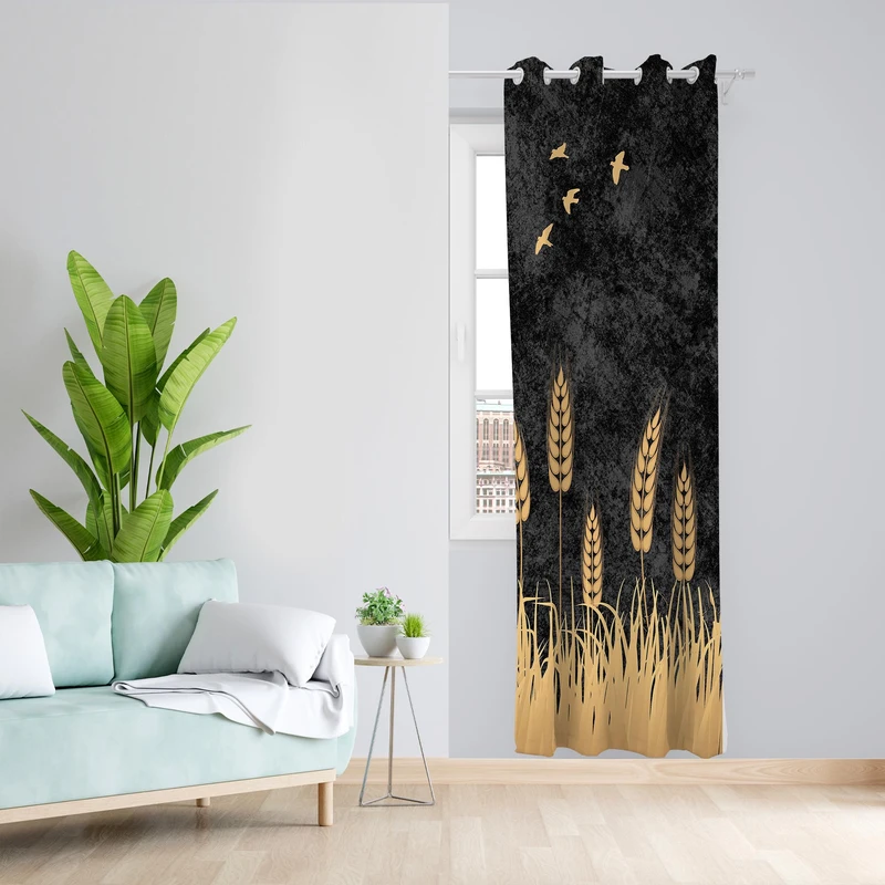 پرده طرح گندم مدل مخمل پانچی کد 1339 z سایز 140x200 سانتی متر