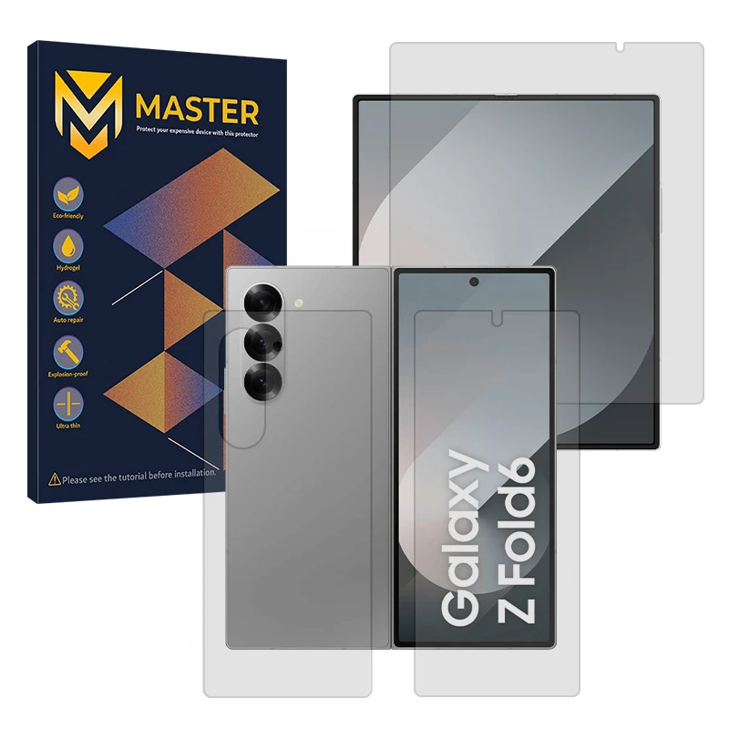 محافظ صفحه نمایش شفاف مستر مدل Resistant مناسب برای گوشی موبایل سامسونگ Galaxy Z Fold 6 به همراه محافظ پشت گوشی