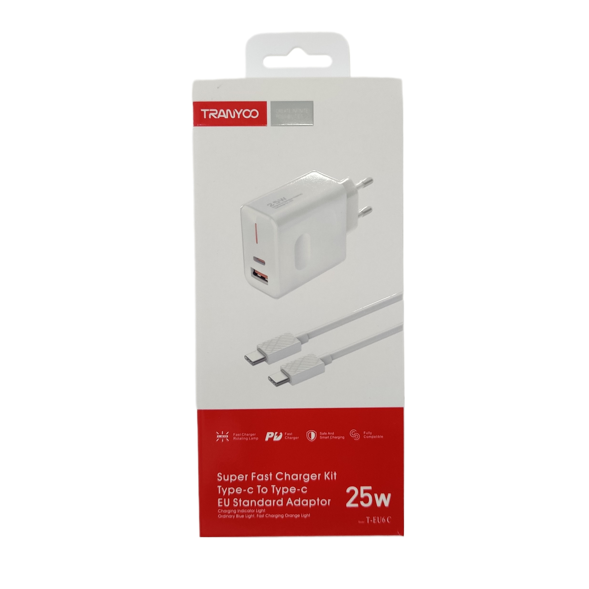 شارژر دیواری 25 وات ترانیو مدل T-EU6C به همراه کابل USB-C