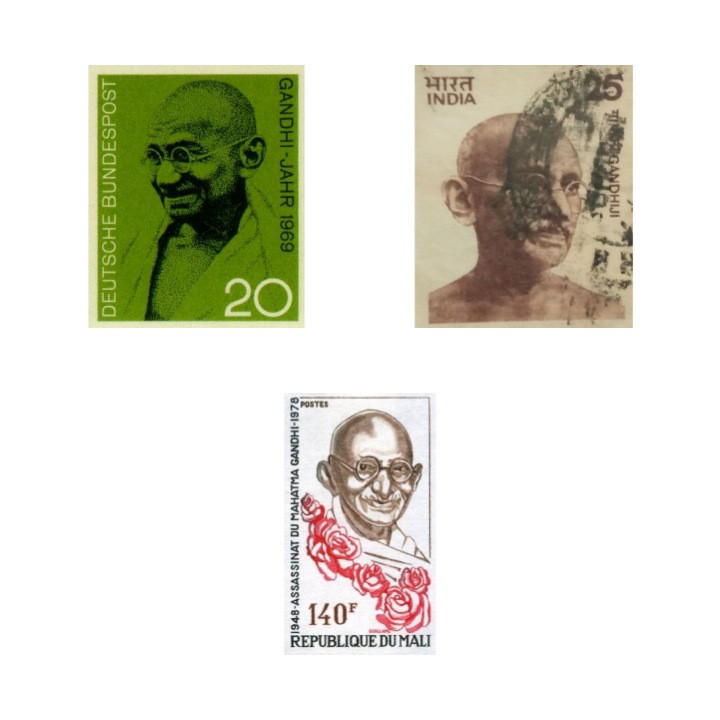 تمبر یادگاری مدل گاندی مجموعه 3 عددی