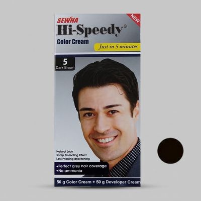 کیت رنگ مو های اسپیدی شماره 5 حجم ۵۰ میلی لیتر رنگ قهوه ای مشکی