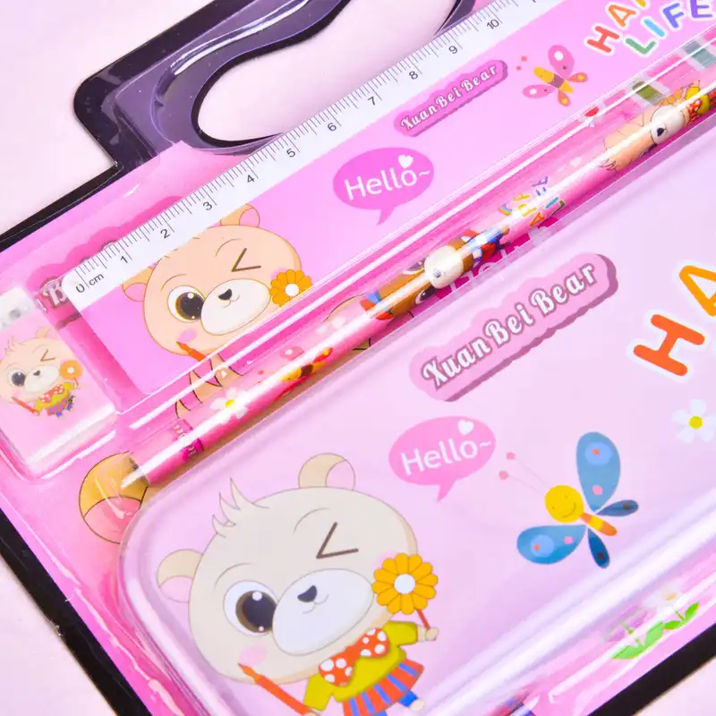 بسته لوازم تحریر مدل خرسی مجموعه 5 عددی