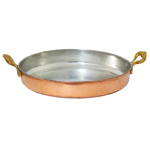 ماهیتابه مسی مدل دسته برنجی کد 22