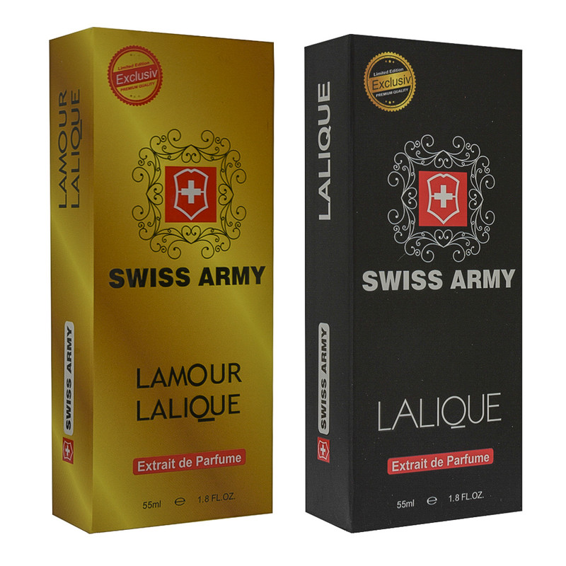 ادوپرفیوم زنانه سوئیس آرمی مدل لالیک لامور حجم 55 میلی لیتر به همراه ادوپرفیوم مردانه لالیک انکر نویر