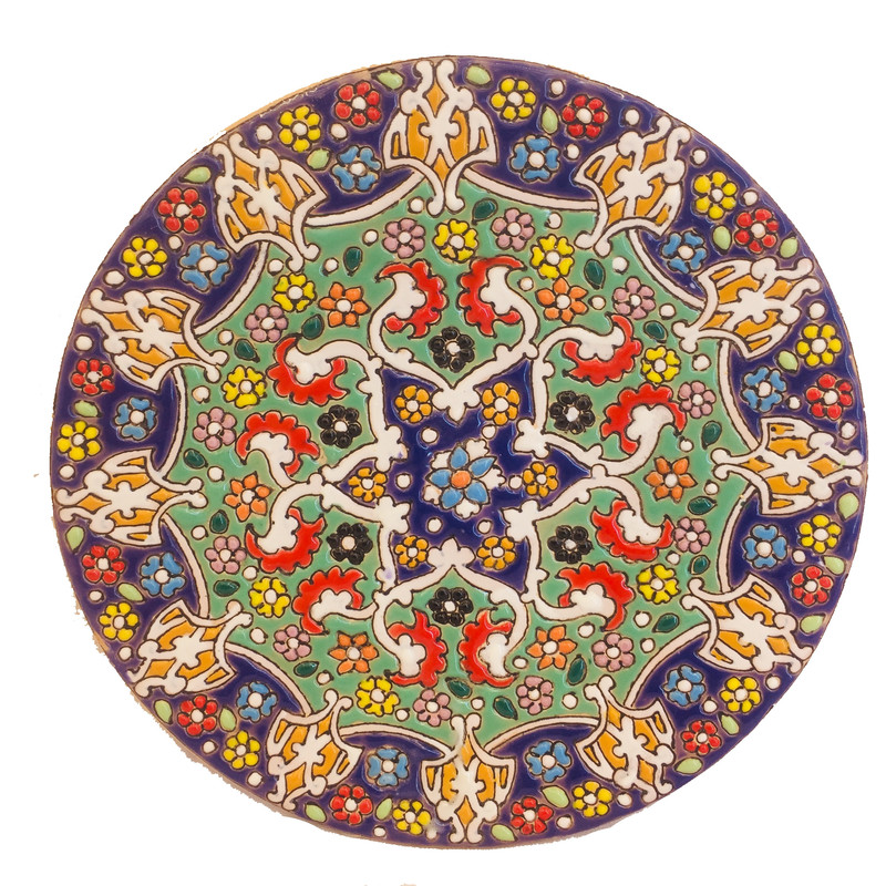 بشقاب میناکاری سفالی زمانیان کد ZMN15008