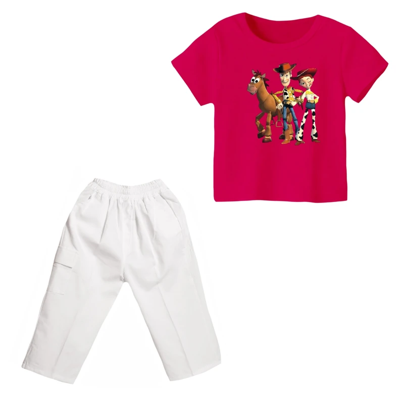 ست تی شرت و شلوارک دخترانه مدل داستان اسباب بازی کد ۴