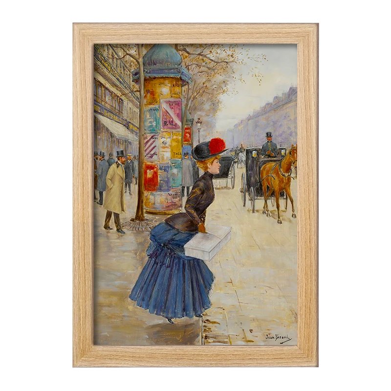 تابلو خندالو مدل نقاشی عبور زن جوان از بلوار اثر ژان برو کد F12348