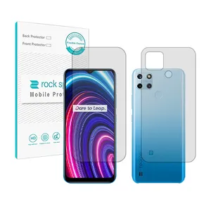 Rockspace HyGEL model transparent screen protector suitable for Realme C25y mobile phone along with the back of the phone