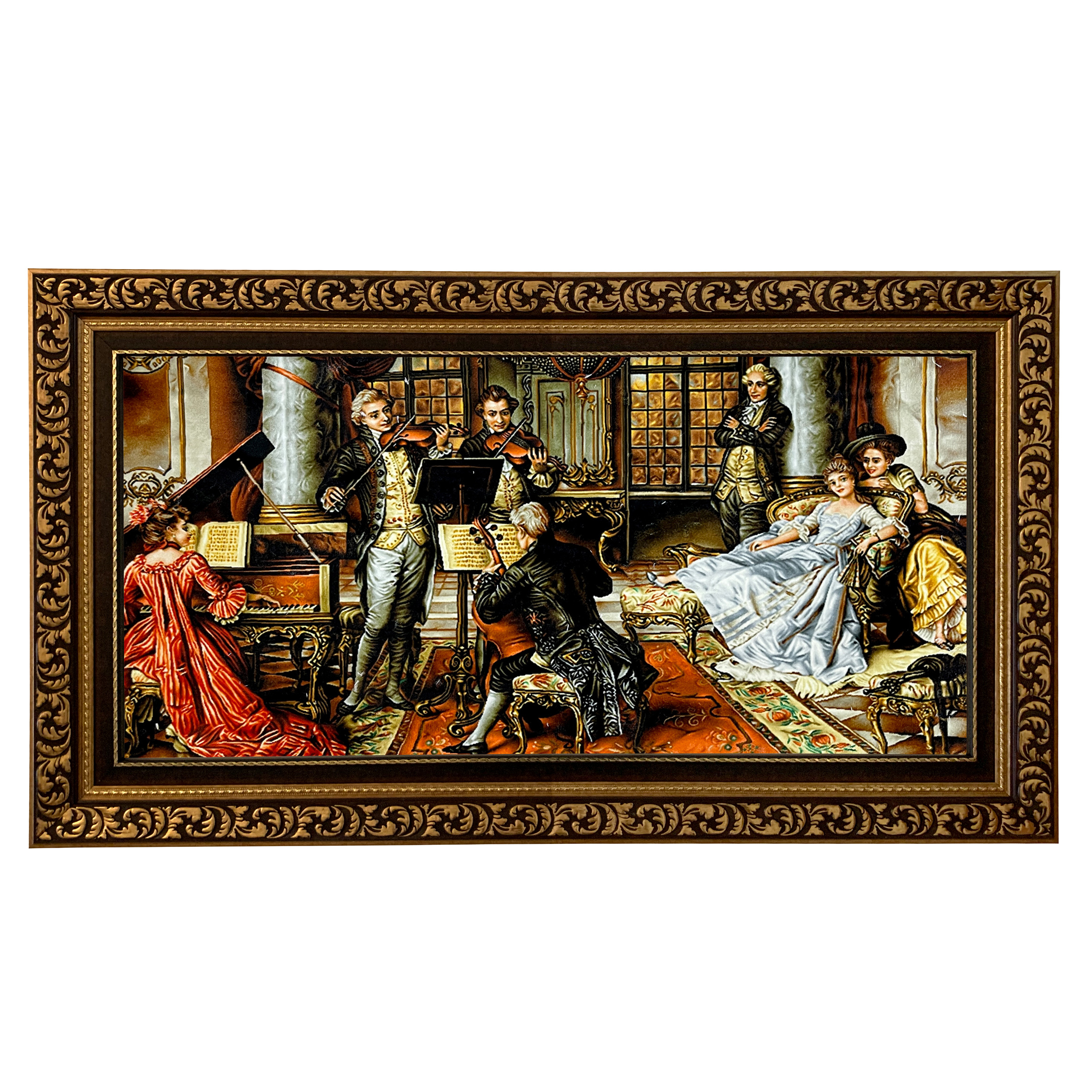 تابلو فرش ماشینی طرح دستبافت مدل ویولون زن کد 8137