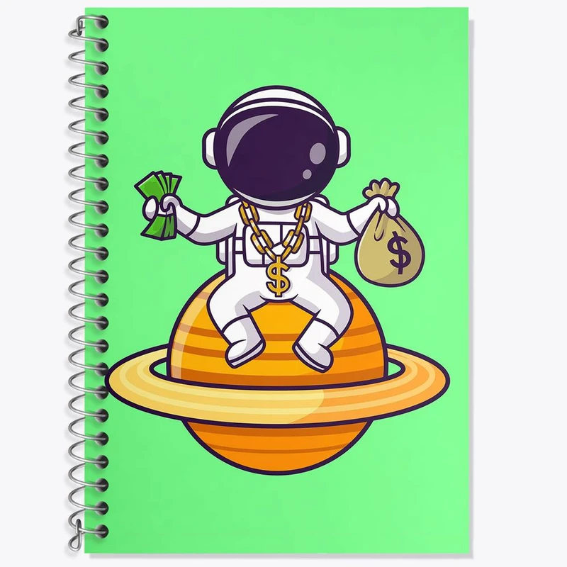 دفتر زبان 50 برگ خندالو مدل دو خط طرح فضانورد کد 25098