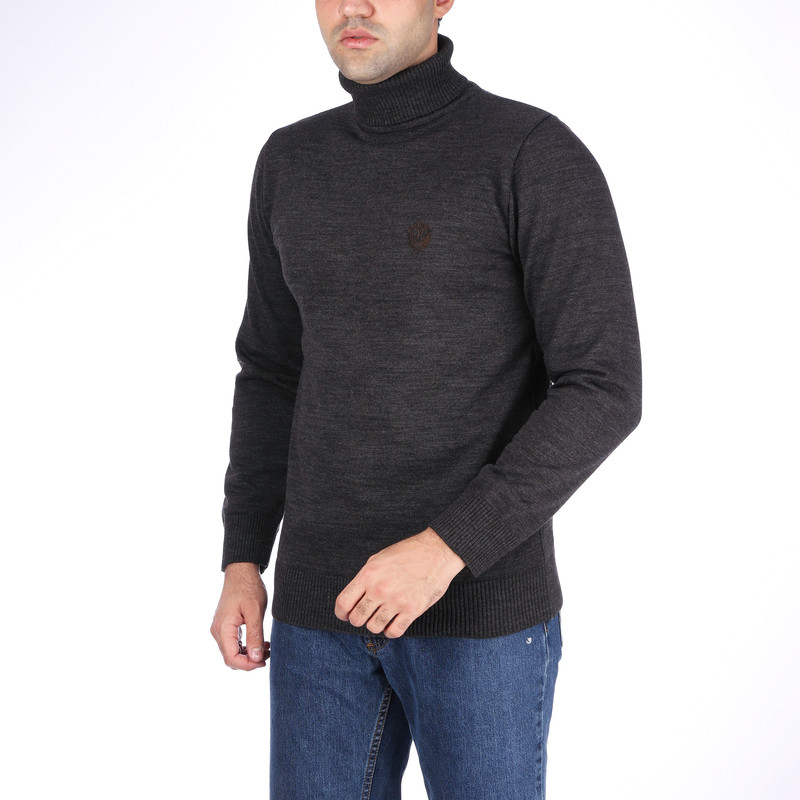 پلیور یقه اسکی مردانه تریکو پاییزان مدل PE700 رنگ زغالی