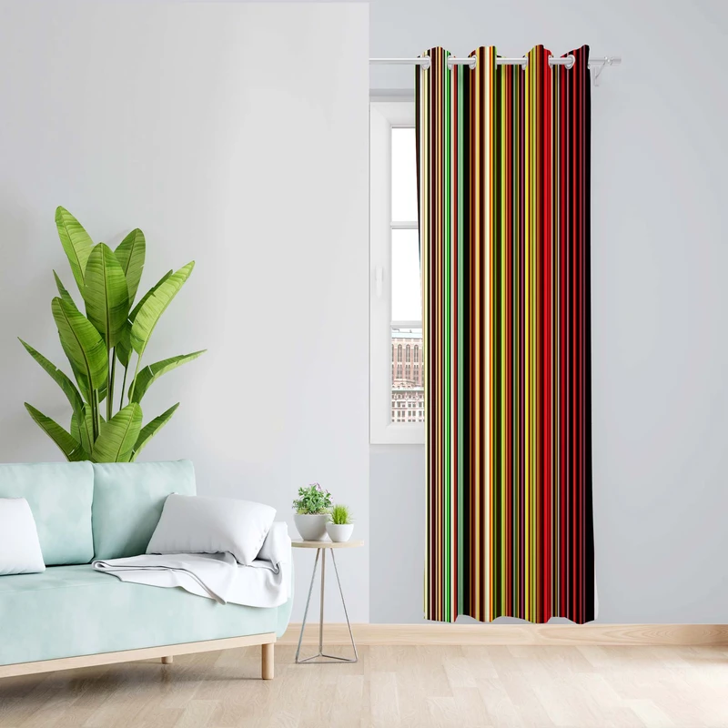 پرده طرح راه راه مدل مخمل پانچی کد 2_1752 W سایز 140x200 سانتی متر