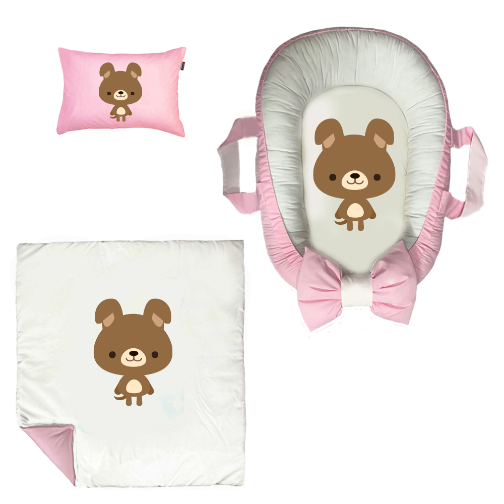 سرویس خواب سه تکه نوزاد مدل گارد محافظ دار طرح خرس کوچولو کد 003