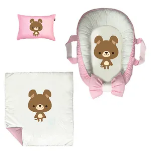 سرویس خواب سه تکه نوزاد مدل گارد محافظ دار طرح خرس کوچولو کد 003