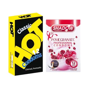 کاندوم شادو مدل Pomegranate بسته 12 عددی به همراه کاندوم هات مدل Classic Aromatic بسته 12 عددی