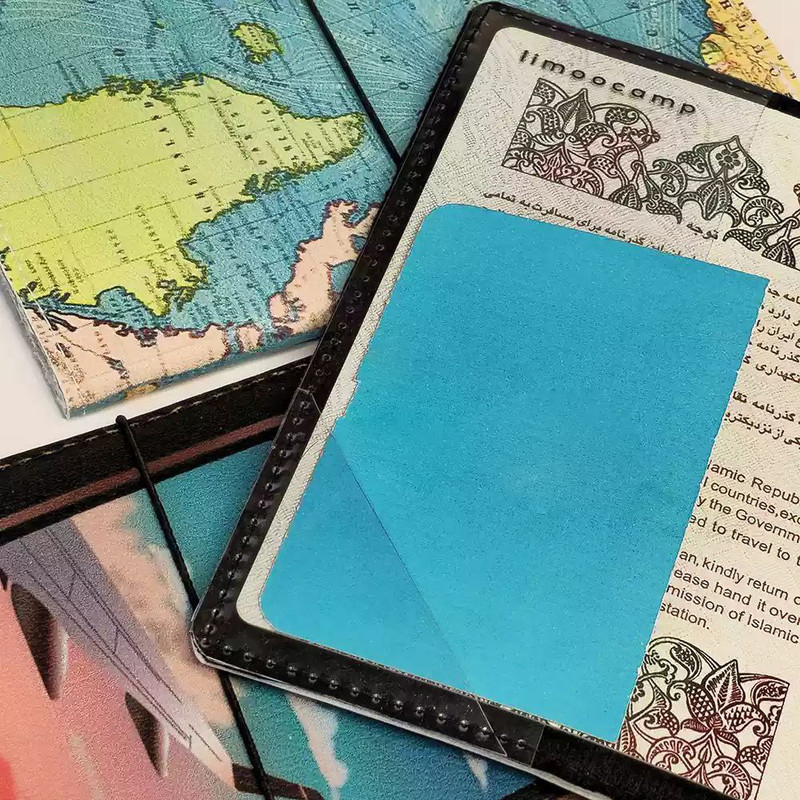 جلد پاسپورت لیمو کمپ طرح نقشه جهان مجموعه پنج عددی