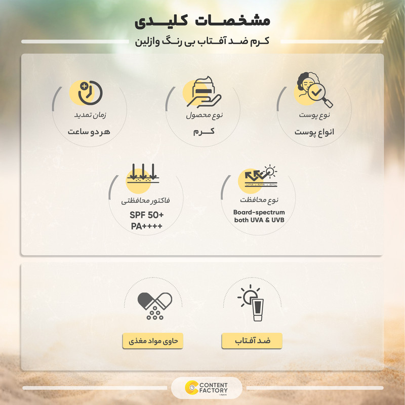 کرم ضد آفتاب بی رنگ وازلین +SPF50 مدل دیلی سان مناسب انواع پوست حجم 50 میلی لیتر