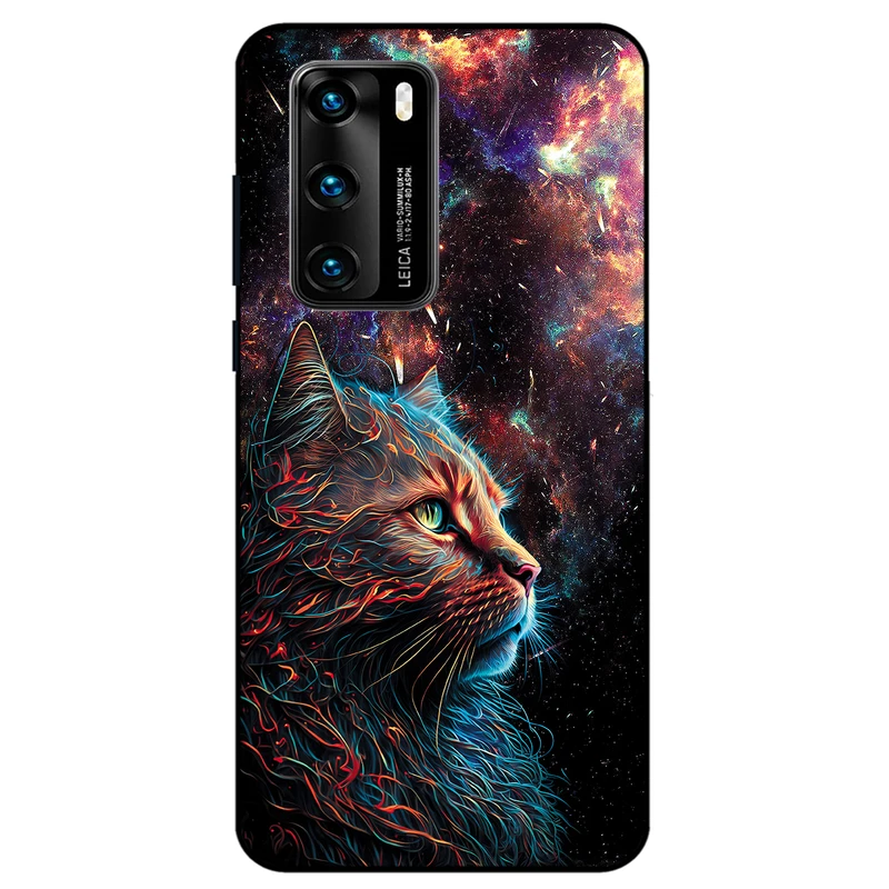کاور مگافون طرح گربه کهکشانی مدل 4203 مناسب برای گوشی موبایل هوآوی P40
